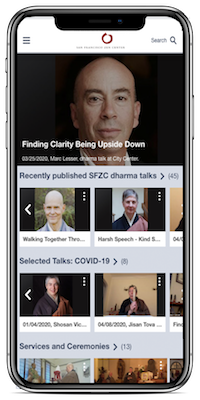 SFZC Dharma App on mobile device