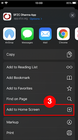 Add a Dharma App link to your iOS home screen