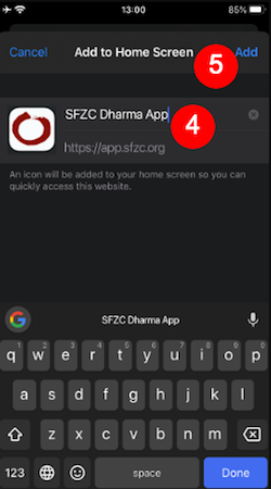 Add a Dharma App link to your iOS home screen