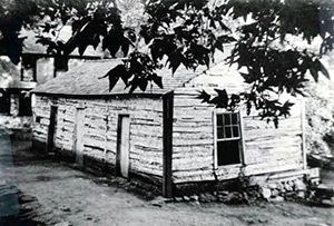 Early log cabin at Tassajara circa 1912