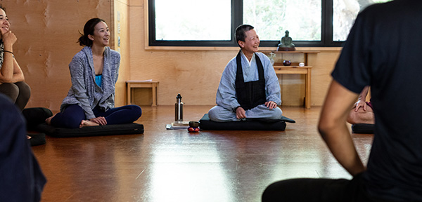 Tassajara retreat leader and participants