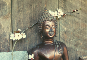 Buddha statue-blossoms